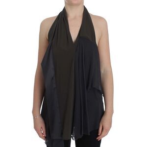 CORA GROPPO Halter Neck Blouse Layered Chiffon Top Women Gray Tops & T-Shirts